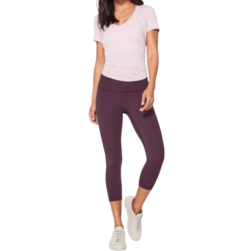 LULULEMON ATHLETICA Wunder Under Crop In Black Cherry Size 4
